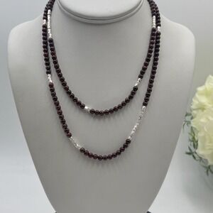 Handcrafted High Polished Round Beaded Single Strand Necklace 36"